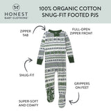 Organic Cotton Holiday Snug-Fit Footed Pajama, Fair Isle Green