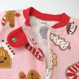 Organic Cotton Holiday Snug-Fit Footed Pajama, Gingerbread Pink