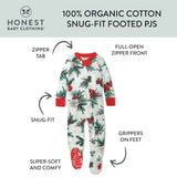 Organic Cotton Holiday Snug-Fit Footed Pajama, Holiday Pine Floral