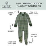 Organic Cotton Snug-Fit Footed Pajamas, Loden Plaid