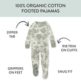 Organic Cotton Snug-Fit Footed Pajamas, Paw Leaves