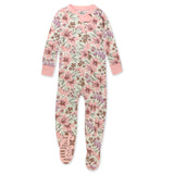 Organic Cotton Snug-Fit Footed Pajamas, Painted Floral Pink