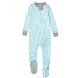 Organic Cotton Snug-Fit Footed Pajama, Pattern Play Teal