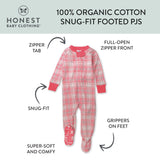 Organic Cotton Snug-Fit Footed Pajamas, Romantic Plaid