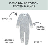 Organic Cotton Snug-Fit Footed Pajamas, Sketchy Floral Gray
