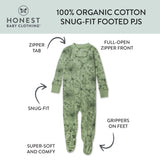 Organic Cotton Snug-Fit Footed Pajamas, Sketchy Floral Sage