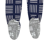 Organic Cotton Snug-Fit Footed Pajama, Sketchy Square Dark Navy