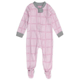 Organic Cotton Snug-Fit Footed Pajama, Sketchy Square Lilac