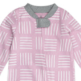 Organic Cotton Snug-Fit Footed Pajama, Sketchy Square Lilac