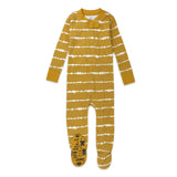 Organic Cotton Snug-Fit Footed Pajama, Shibori Stripe Honey