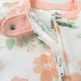 Organic Cotton Snug-Fit Footed Pajamas, White Peach Blossom Floral