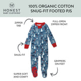 Organic Cotton Holiday Snug-Fit Footed Pajama, Winter Dinoland