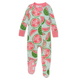 Organic Cotton Snug-Fit Footed Pajamas, Watermelon Oasis