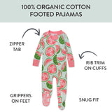 Organic Cotton Snug-Fit Footed Pajamas, Watermelon Oasis