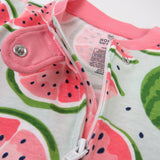 Organic Cotton Snug-Fit Footed Pajamas, Watermelon Oasis
