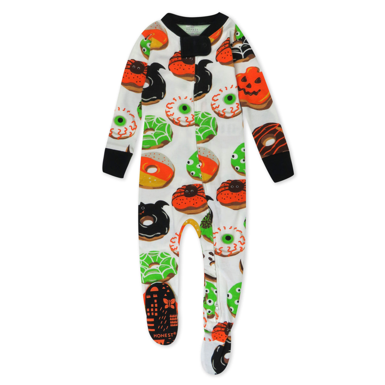 Organic Cotton Holiday Matching Family Pajamas, Spoo-oo-keey Donuts Green