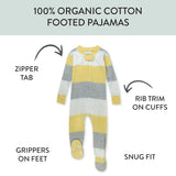 Organic Cotton Snug-Fit Footed Pajamas, Bold Stripe Banana Butter
