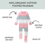 Organic Cotton Girls Pajamas For Babies & Toddlers, Jumbo Stripe Petal Pink