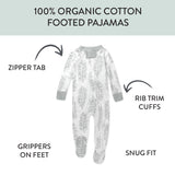 Organic Cotton Boys Pajamas For Babies & Toddlers, Jumbo Leaf Gray