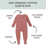 Organic Cotton Waffle Sleep & Play, Ash Rose