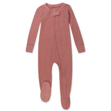 Organic Cotton Waffle Snug-Fit Footed Pajamas, Ash Rose