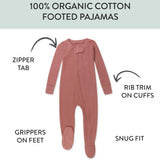 Organic Cotton Waffle Snug-Fit Footed Pajamas, Ash Rose