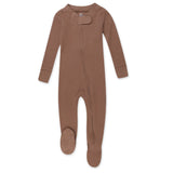 Organic Cotton Waffle Snug-Fit Footed Pajamas, Brown