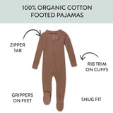 Organic Cotton Waffle Snug-Fit Footed Pajamas, Brown