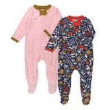 2-Pack Organic Cotton Sleep & Plays, Copper Fields Floral Navy
