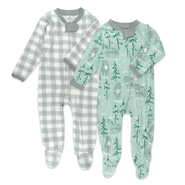 2-Pack Organic Cotton Sleep & Plays, Wolf In The Woods