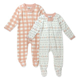 2-Pack Organic Cotton Holiday Sleep & Plays, Fair Isle Ivory Pink