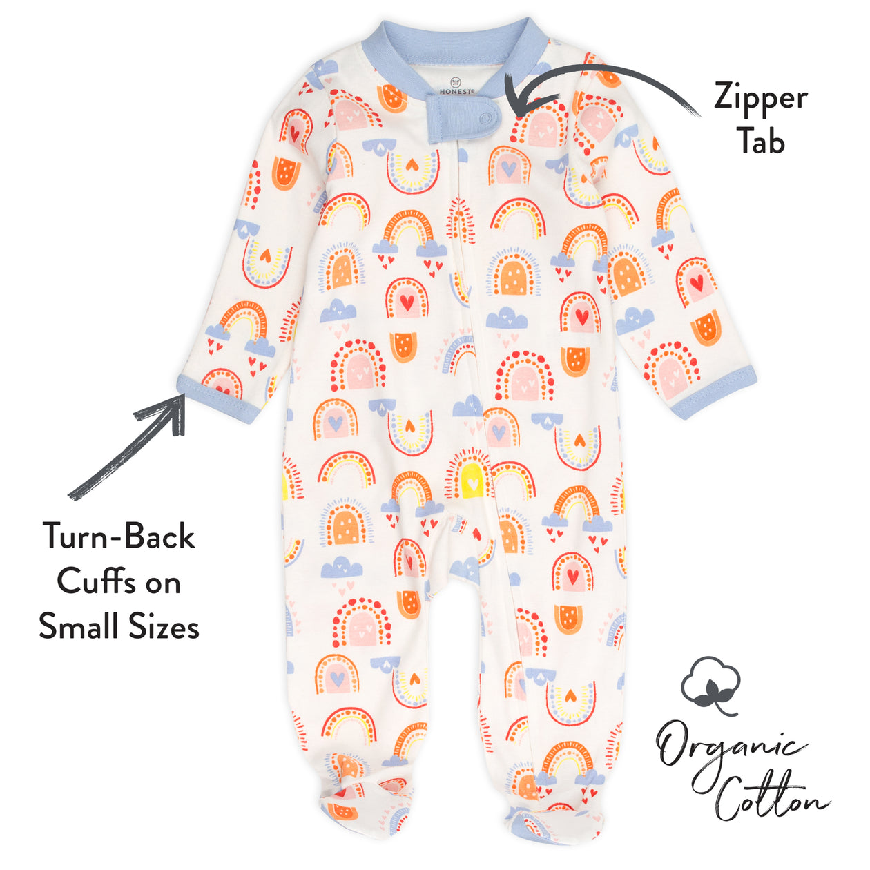 2-Pack Organic Cotton Sleep & Plays, Rainbow Toss