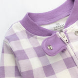 2-Pack Organic Cotton Snug-Fit Footed Pajamas, Purple Check