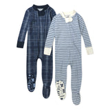 2-Pack Organic Cotton Snug-Fit Footed Pajama, Blue Plaid