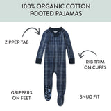 2-Pack Organic Cotton Snug-Fit Footed Pajama, Blue Plaid
