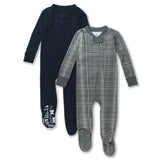 2-Pack Organic Cotton Snug-Fit Footed Pajama, Gray Plaid