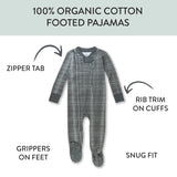 2-Pack Organic Cotton Snug-Fit Footed Pajama, Gray Plaid