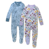 2-Pack Organic Cotton Snug-Fit Footed Pajama, Jumbo Floral Lilac