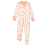 2-Pack Organic Cotton Snug-Fit Footed Pajamas, Peach Skin Papercut Floral