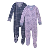 2-Pack Organic Cotton Snug-Fit Footed Pajama, Purple Plaid
