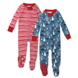 2-Pack Organic Cotton Holiday Snug-Fit Footed Pajamas, Roarin' Rex