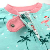 2-Pack Organic Cotton Holiday Snug-Fit Footed Pajamas, Santa Flamingo