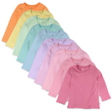 10-Pack Organic Cotton Long Sleeve T-Shirts, Rainbow Pinks