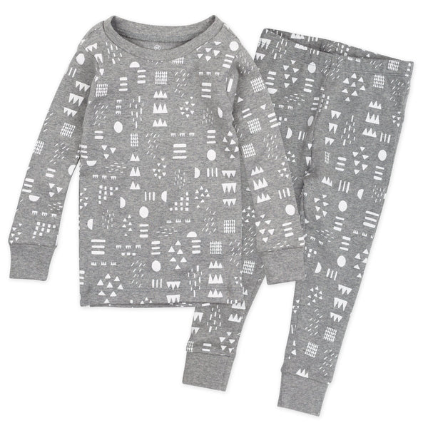 2-Piece Organic Cotton Pajamas, Pattern Play Gray Heather