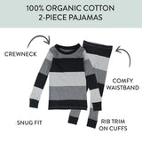 Organic Cotton Celebration Pajamas, Bold Stripe Gray Ombre