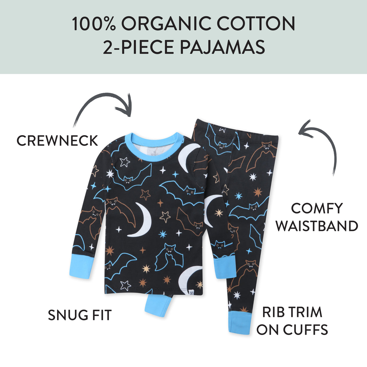 Organic Cotton Celebration Pajamas, A Bit Batty