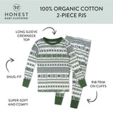 2-Piece Organic Cotton Holiday Pajama, Fair Isle Green
