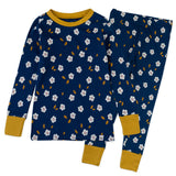 2-Piece Organic Cotton Pajama, Falling Flowers Poseidon Blue