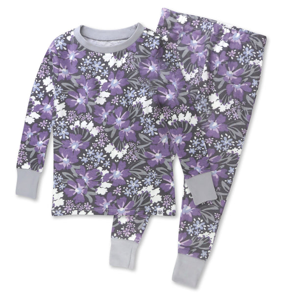 2-Piece Organic Cotton Pajamas, Jumbo Floral Dusty Purple