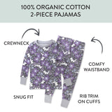 2-Piece Organic Cotton Pajamas, Jumbo Floral Dusty Purple